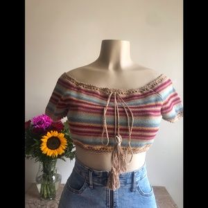 Knit off the shoulder crop top S
